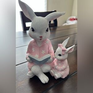 Adorable Pink Bunny Figurine Set
